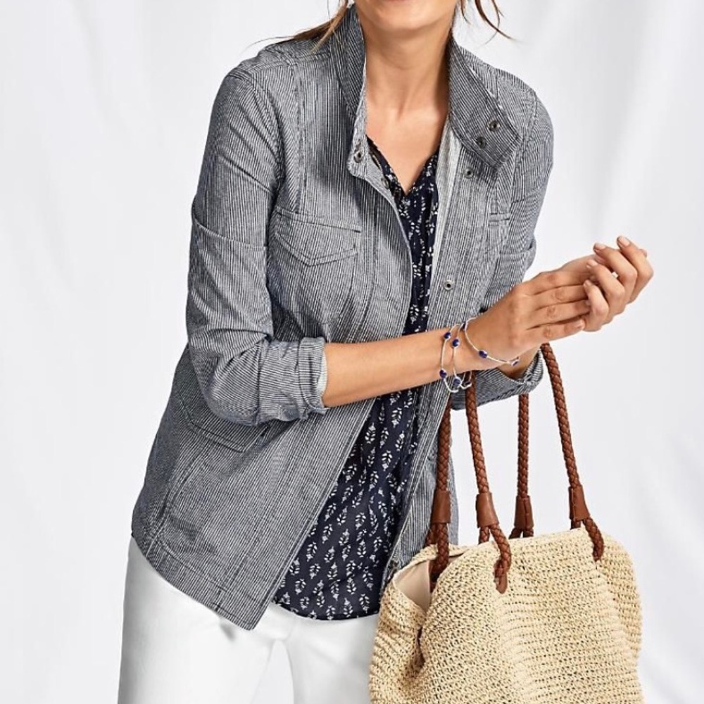 Talbots Gray Striped Jacket - image 1